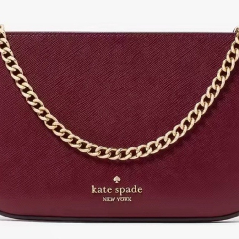 Kate Spade Burgundy Shoulder Bag with Gold Chain
